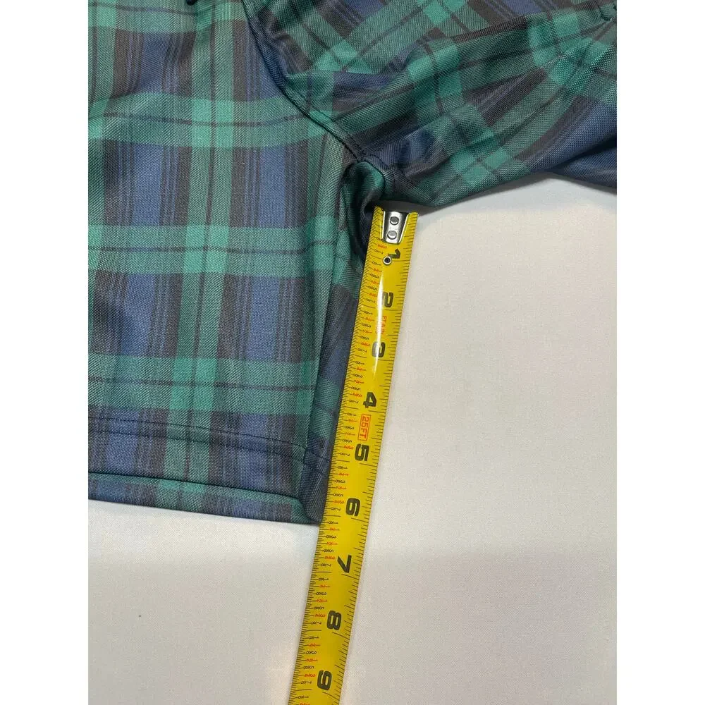 Adidas Originals Black Watch Plaid Shorts Men's Medium Green Navy Gold Trefoil - Picture 4 of 6